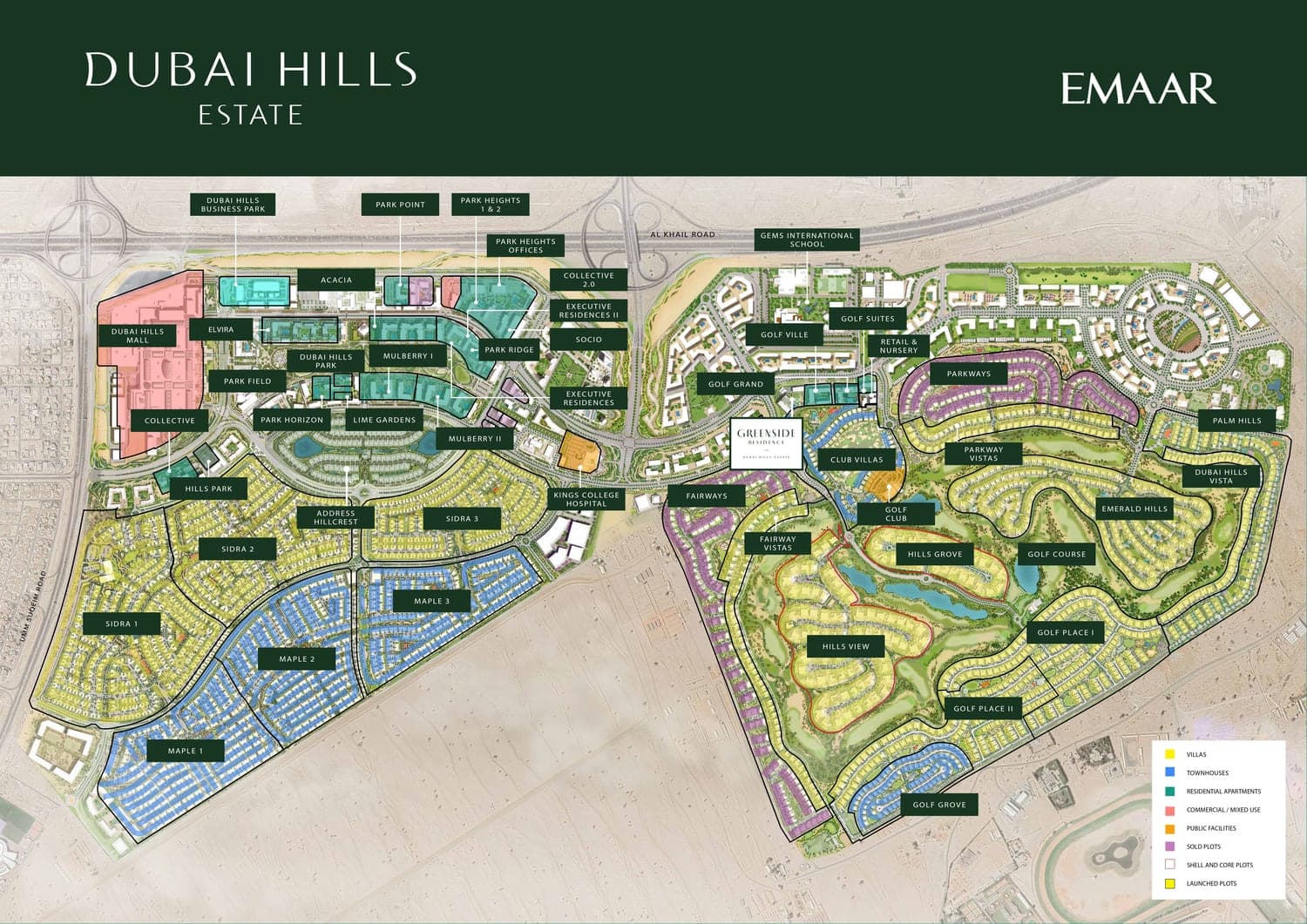 Greenside Residence masterplan, Dubai Hills Estate, Dubai