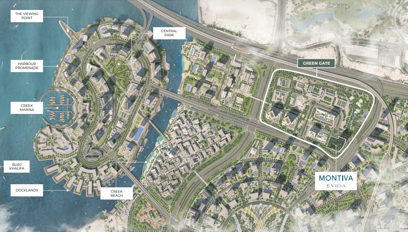 Montiva by Vida masterplan, Green Gate at Dubai Creek Harbour, Dubai