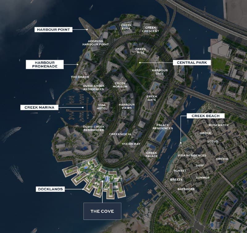 The Cove II masterplan, Dubai Creek Harbour, Dubai