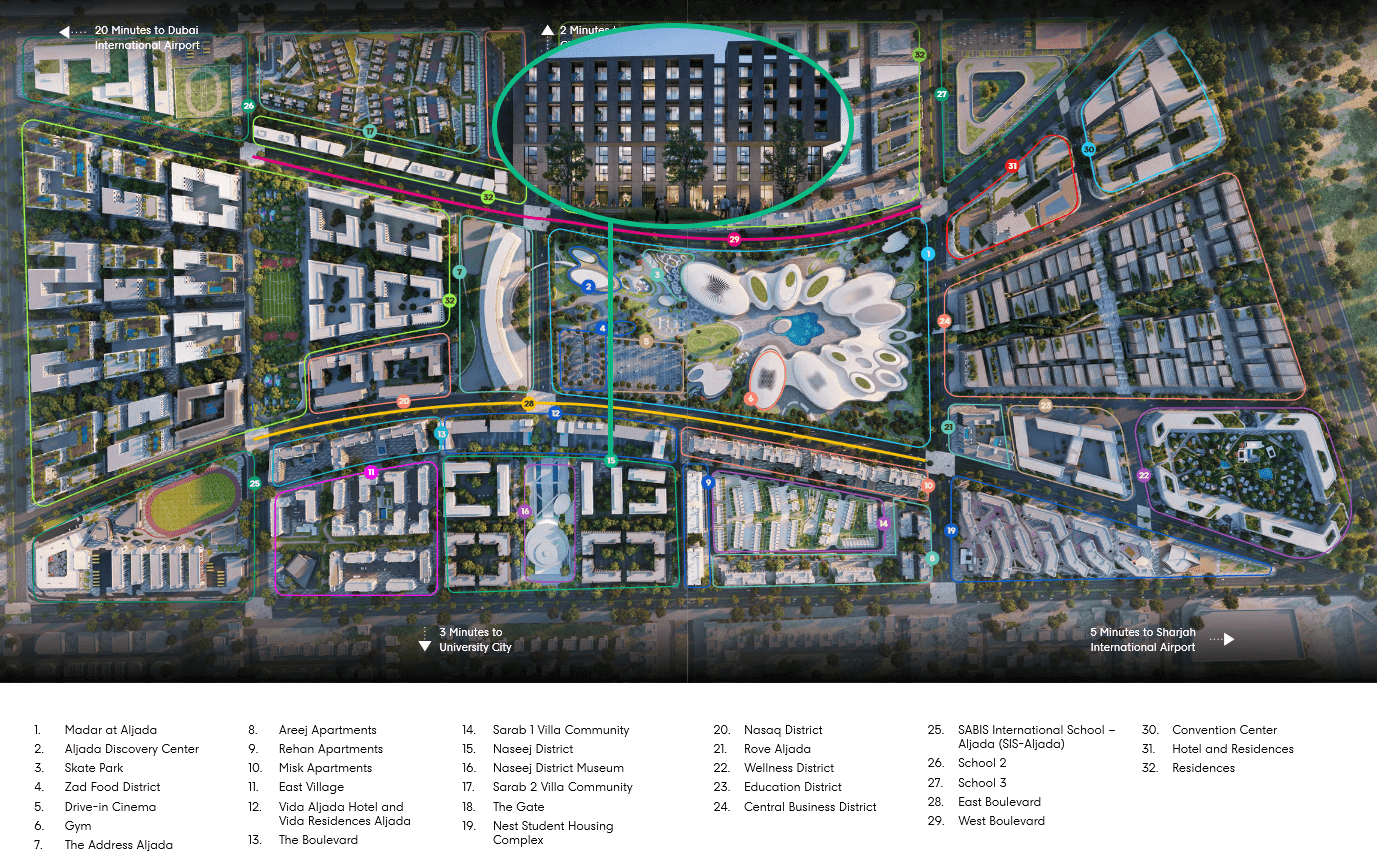 Tiraz Apartments masterplan, Muwailih, Sharjah