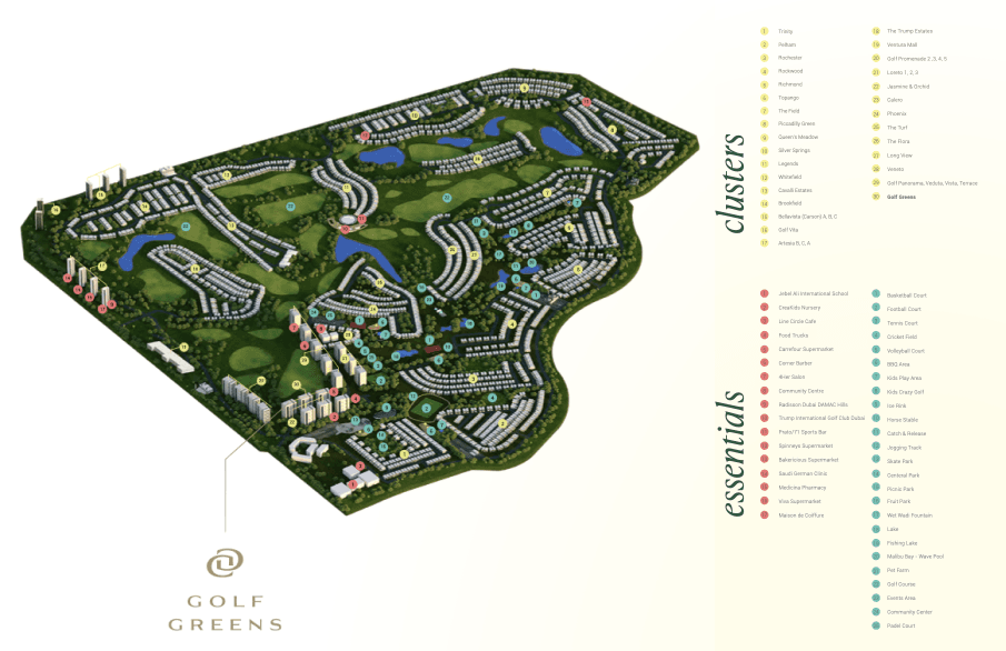 Golf Greens masterplan, Damac Hills, Dubai