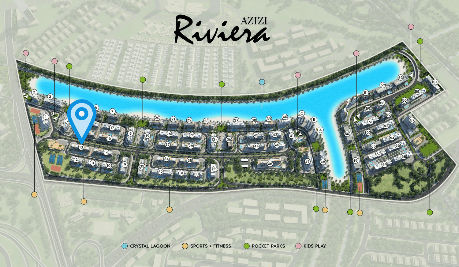 Riviera 13 masterplan, Azizi Riviera at Meydan One, Dubai