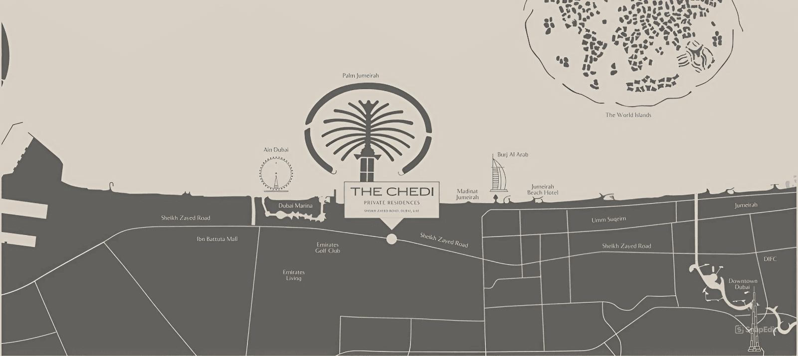 The Chedi Private Residences masterplan, Al Barsha, Dubai