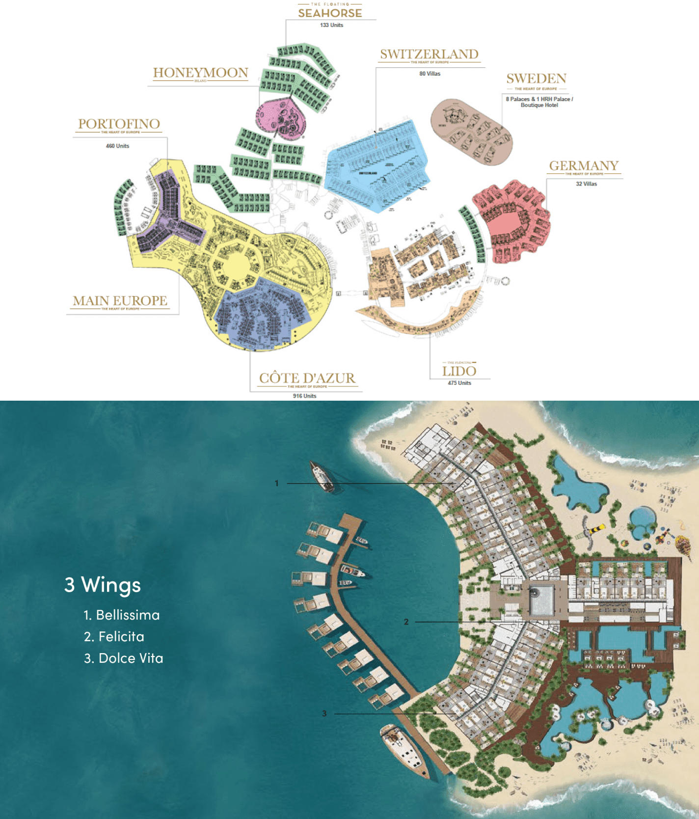 The Heart of Europe - Portofino  masterplan, World of Islands, Dubai