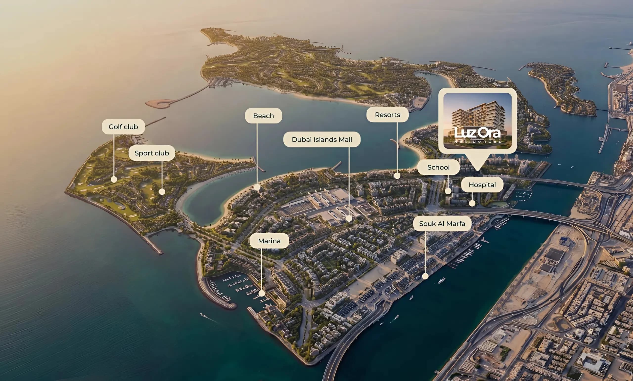 Luzora Residence masterplan, Dubai Islands, Dubai