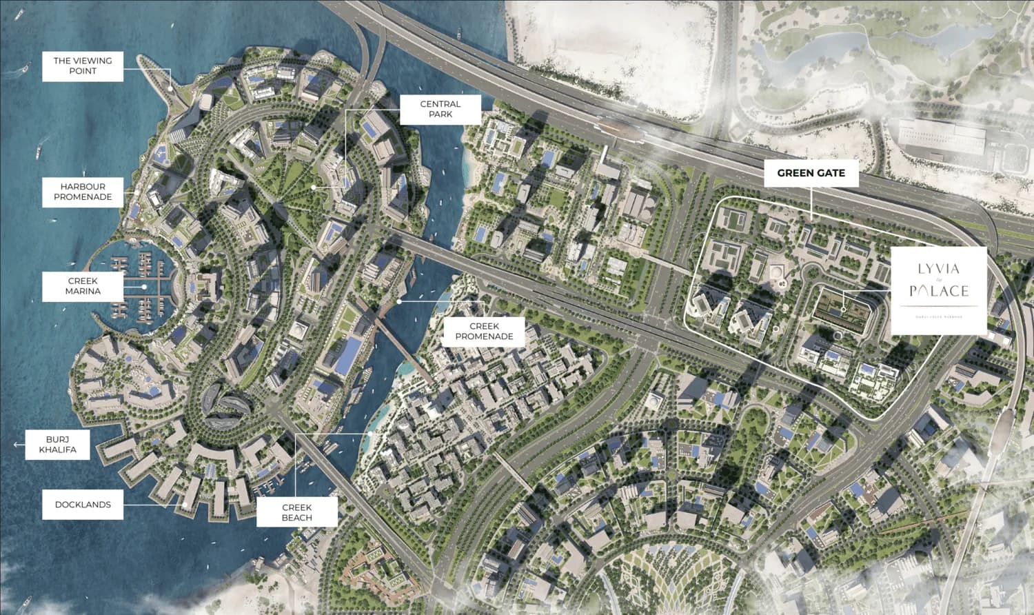 Lyvia By Palace masterplan, Green Gate at Dubai Creek Harbour, Dubai