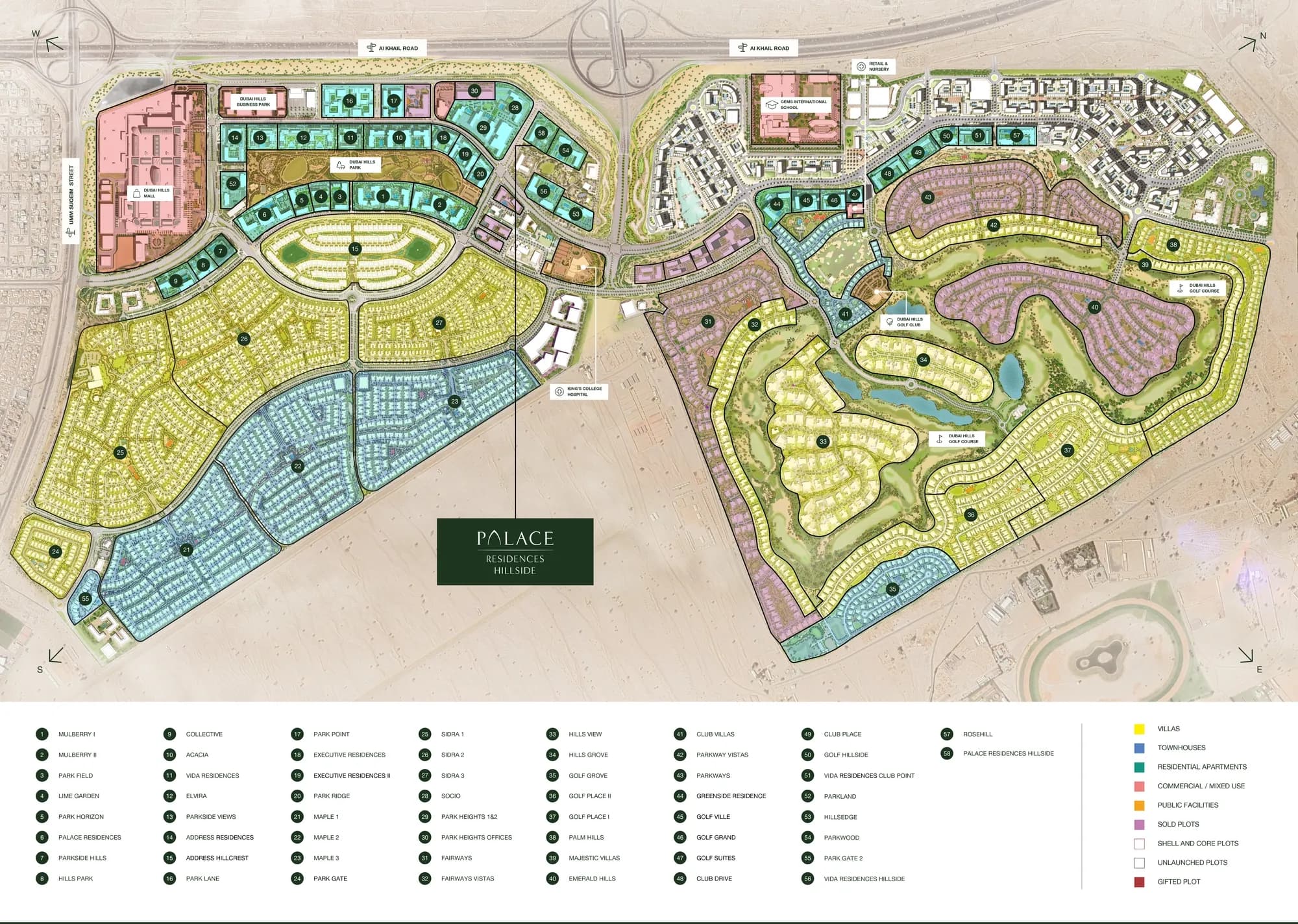 Palace Residences Hillside masterplan, Dubai Hills, Dubai