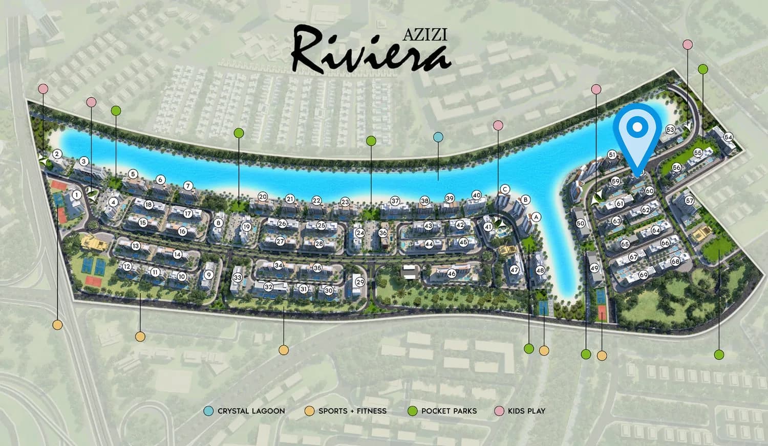 Riviera 58 masterplan, Azizi Riviera at Meydan One, Dubai