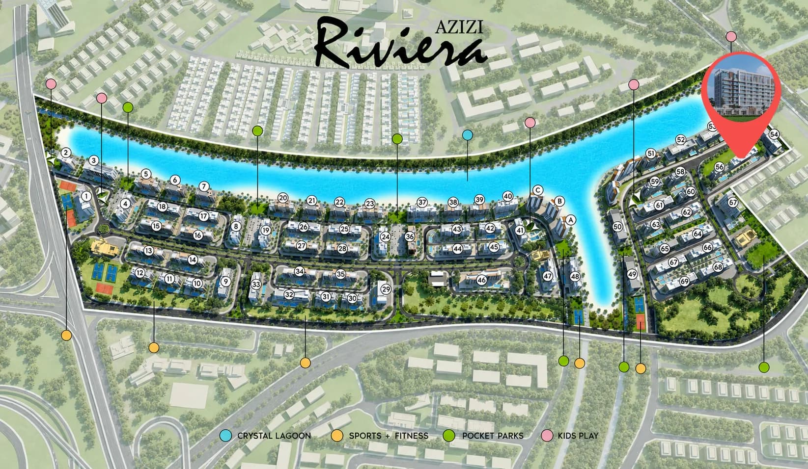 Riviera 55 masterplan, Azizi Riviera at Meydan One, Dubai